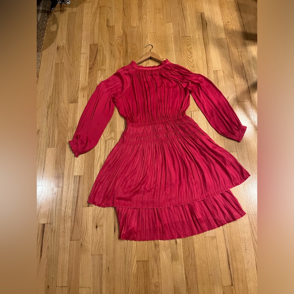 TAHARI Ruched Hot Pink Dress